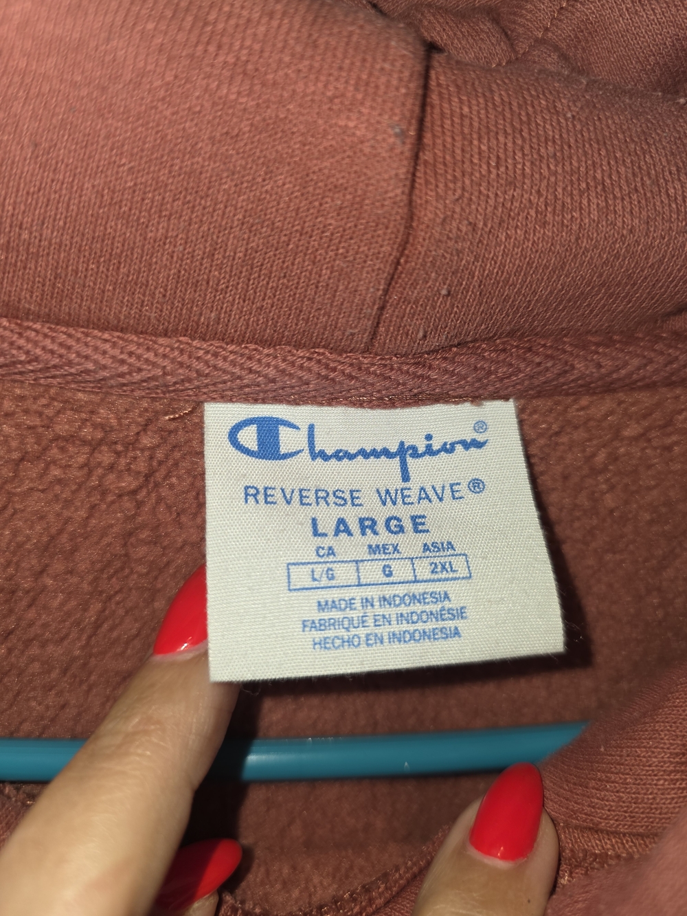 Champion Dusty Rose Pullover Hoodie with Logo - Picture 3 of 6